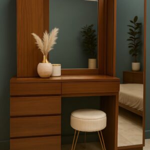 Tocador Con Banca Minimalista Corte 45 Nogal Claro