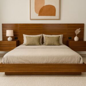 Recamara Minimalista Base Volada Roble