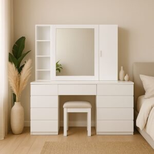 Tocador con Banca Minimalista Blanco