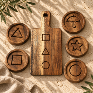 Tabla/Bandeja + 5 Portavasos | Set DALLGONA + DDJAKI de Parota | Dixie Home