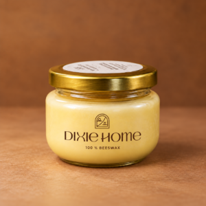 Cera de abeja Dixie Home para hidratar y proteger madera natural en presentación de frasco