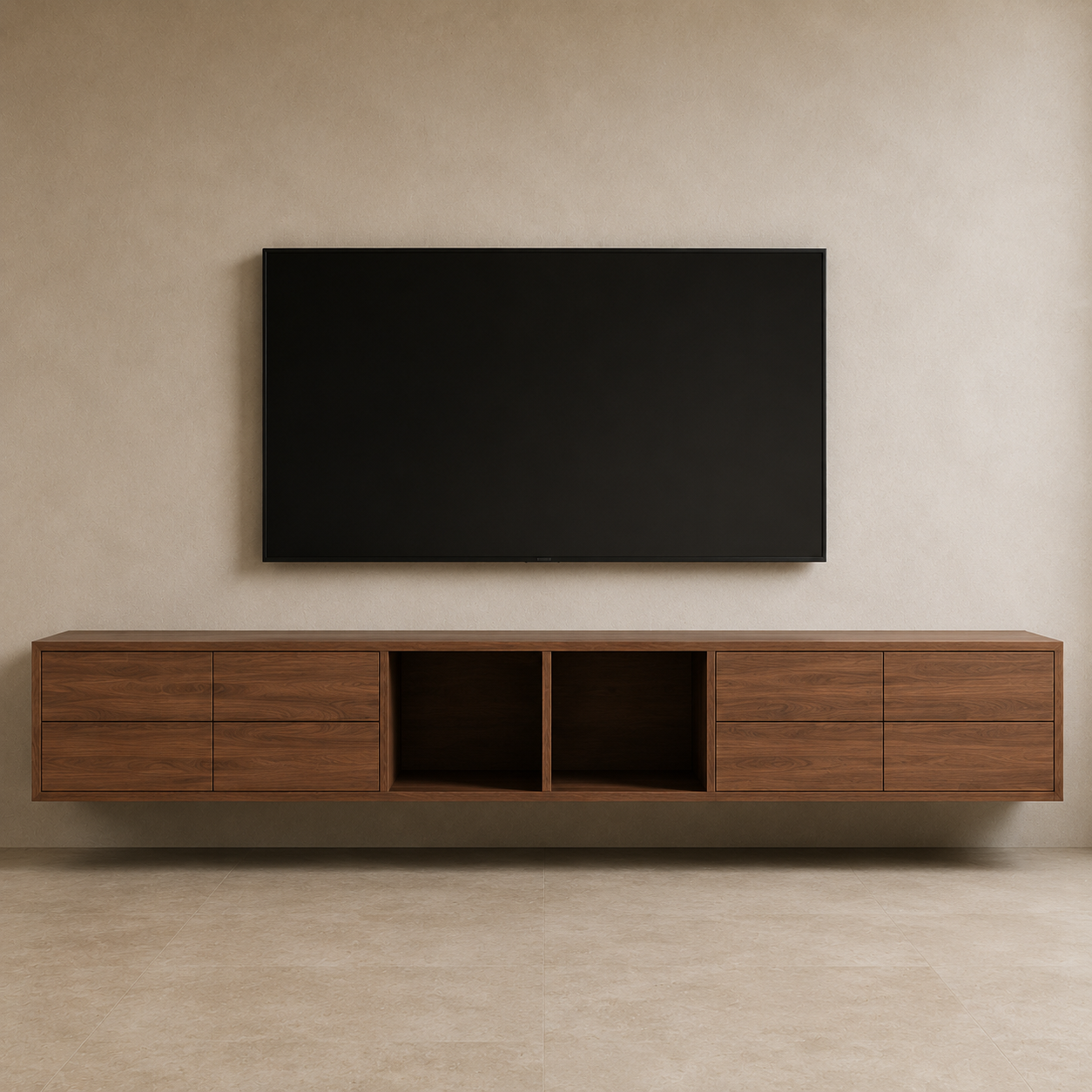 Mueble para TV minimalista flotante de parota | Dixie Muebles