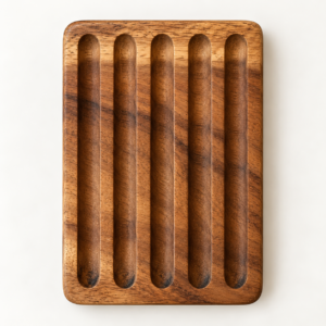 Organizador para lápices de madera de parota con 5 ranuras, diseño minimalista de una sola pieza, Dixie Home